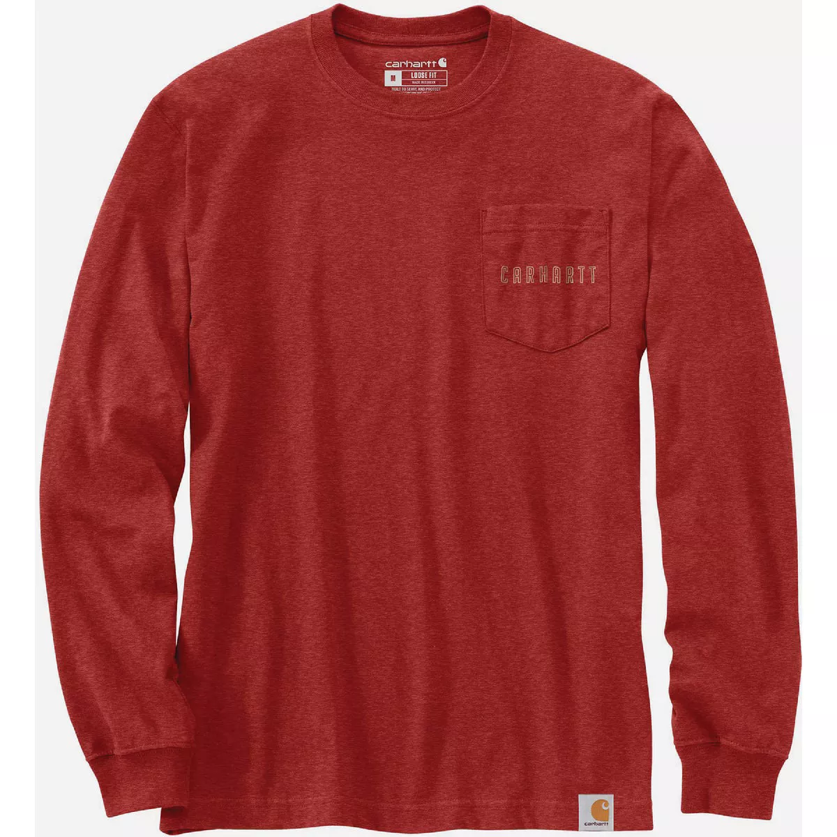 Carhartt Men's XL Tall Chili Pepper Heather Long Sleeve Heavyweight Pocket Tough Graphic T-Shirt, Loose Fit