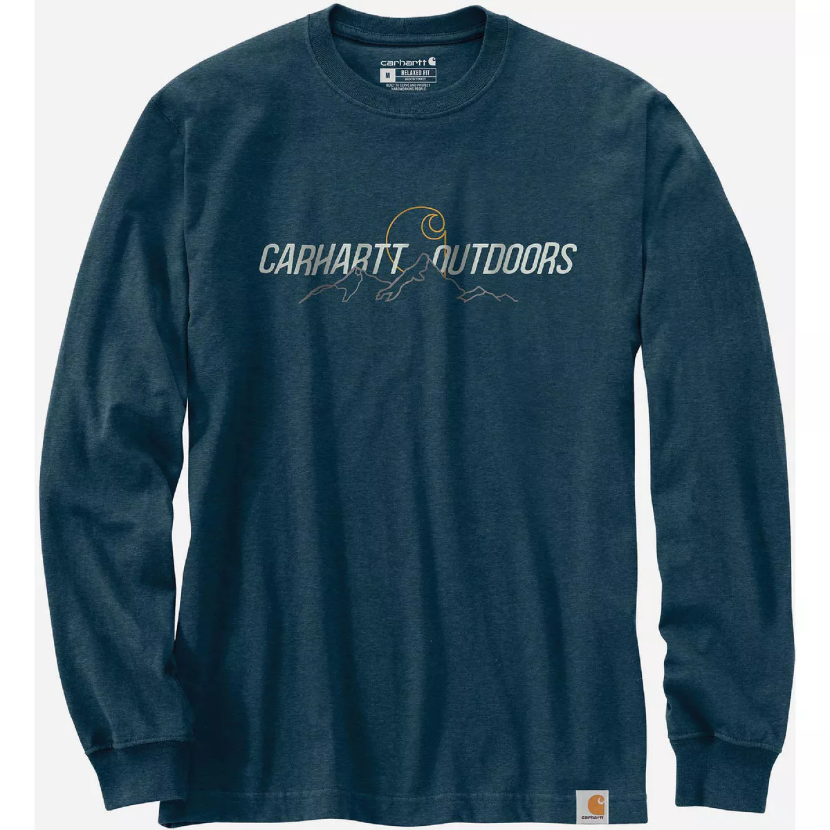 Carhartt Men's 2XL Regular Night Blue Heather Long Sleeve Heavyweight Outdoors Graphic T-Shirt, Relaxed Fit