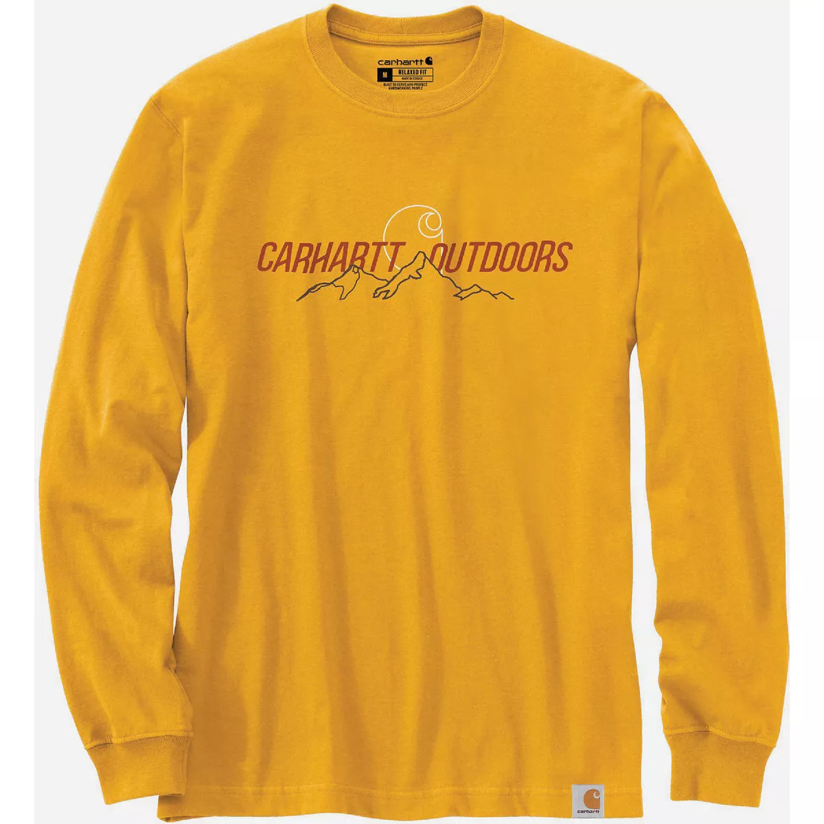 Carhartt Men's XL Regular Solar Yellow Long Sleeve Heavyweight Outdoors Graphic T-Shirt, Relaxed Fit