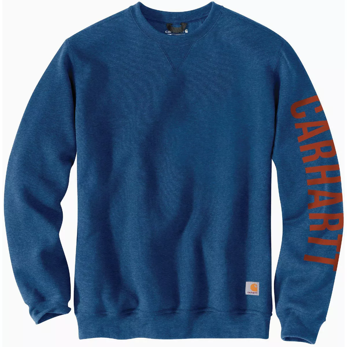 Carhartt Rain Defender Men's Large Regular Lakeshore Heather Fleece-Lined Logo Graphic Crewneck Sweatshirt, Loose Fit
