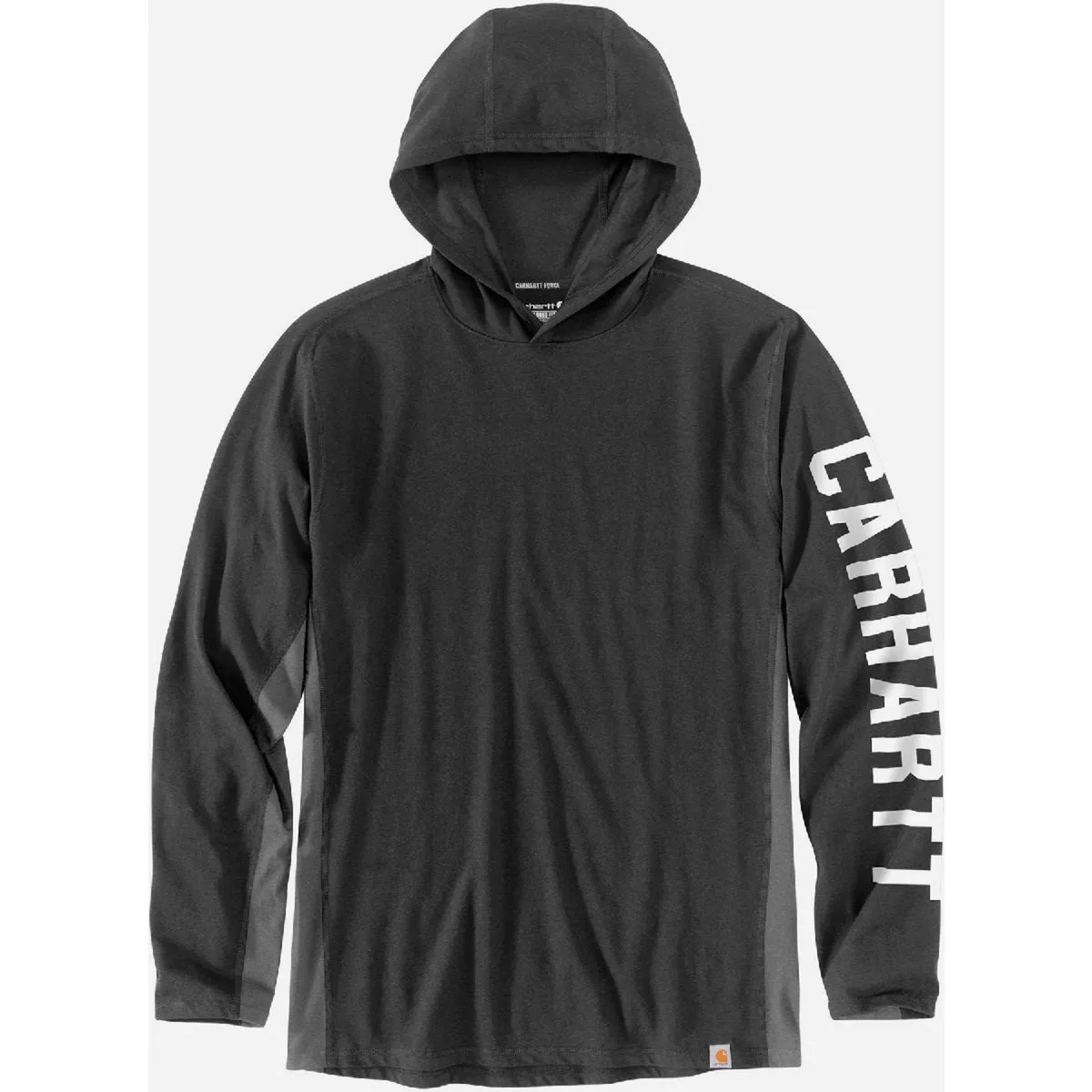 Carhartt Force Men's XL Tall Carbon Heather Midweight Long Sleeve Logo Graphic Hooded T-Shirt, Relaxed Fit - photo 3