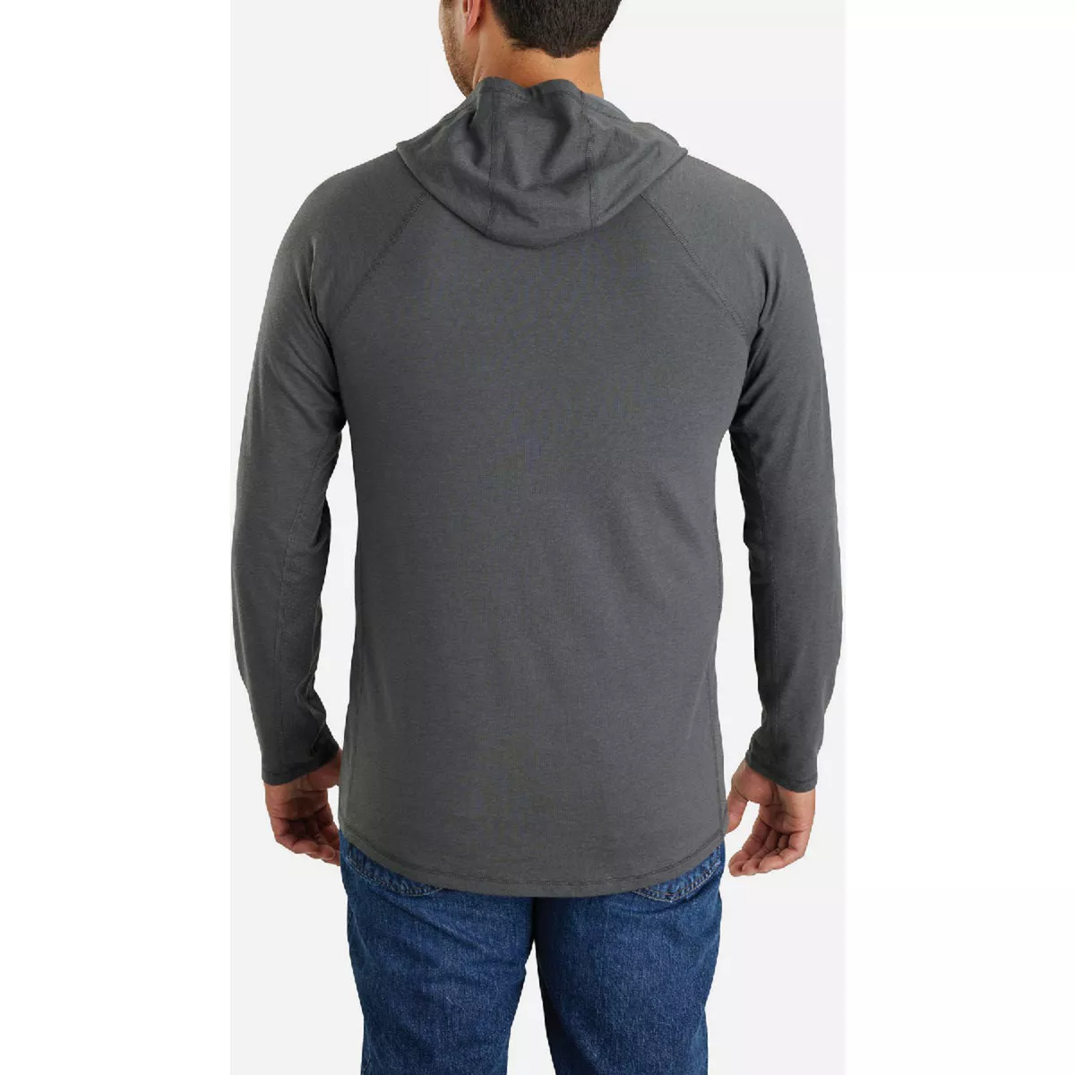 Carhartt Force Men's XL Tall Carbon Heather Midweight Long Sleeve Logo Graphic Hooded T-Shirt, Relaxed Fit