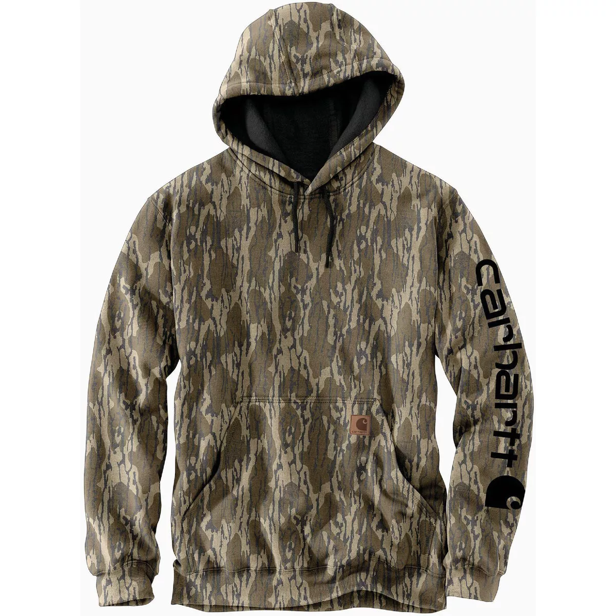 Carhartt Men's Large Tall Mossy Oak Bottomland Camo Midweight Camo Sleeve Graphic Pullover Hooded Sweatshirt, Loose Fit