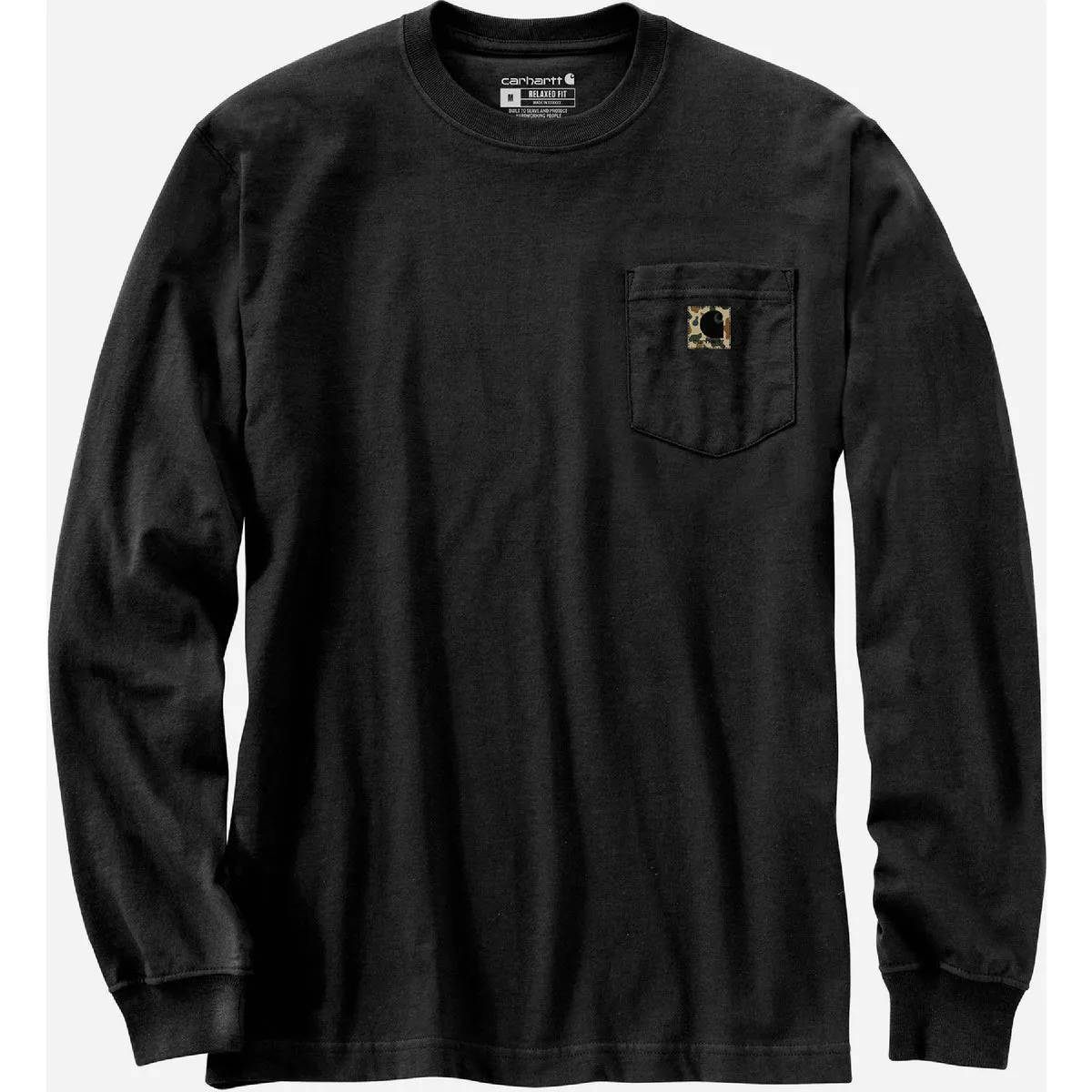 Carhartt Men's 4XL Regular Black Long Sleeve Heavyweight Pocket Camo C Graphic T-Shirt, Relaxed Fit