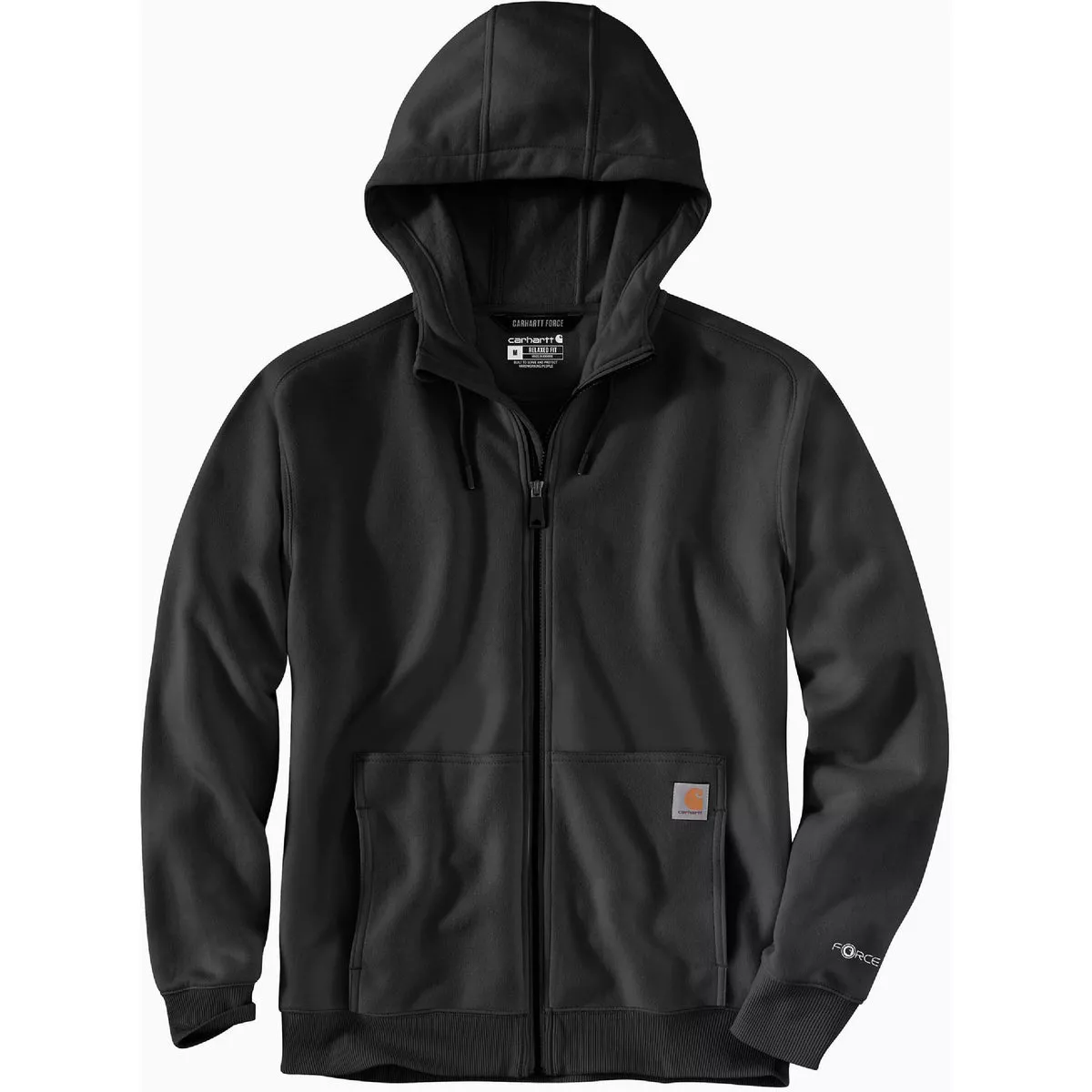 Carhartt Force Men's 2XL Regular Black Lightweight Full Zip Sweatshirt, Relaxed Fit