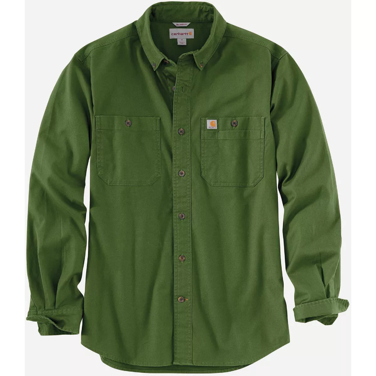 Carhartt Rugged Flex Men's 3XL Regular Arborvitae Long Sleeve Canvas Button Down Shirt, Relaxed Fit