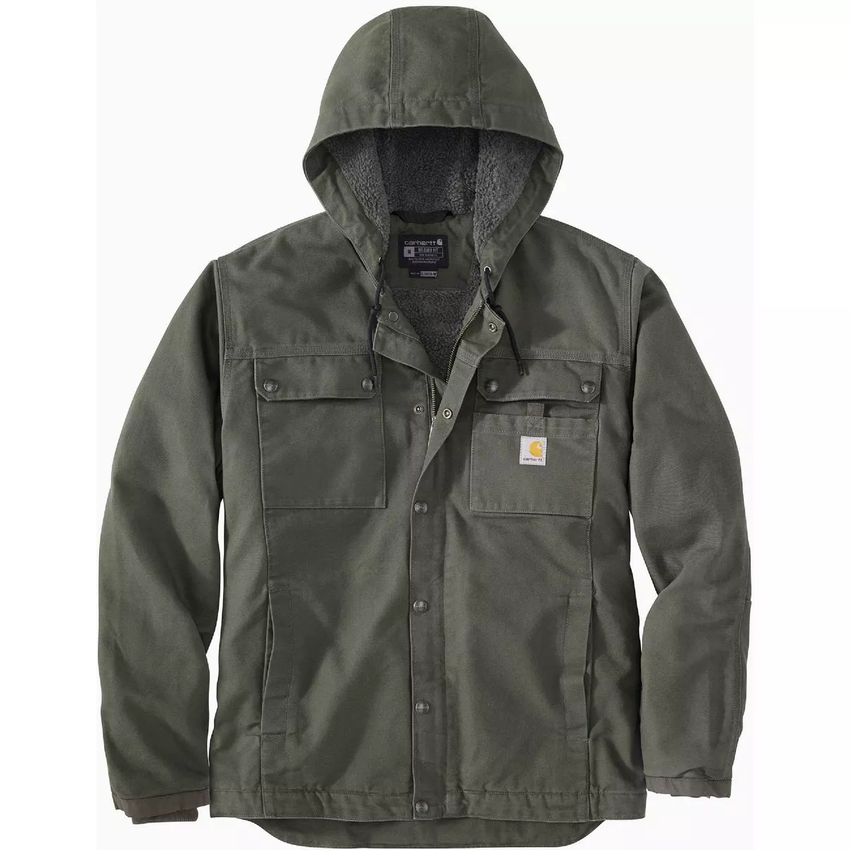 Carhartt Men's 3XL Tall Moss Washed Duck Sherpa-Lined Utility Jacket, Relaxed Fit