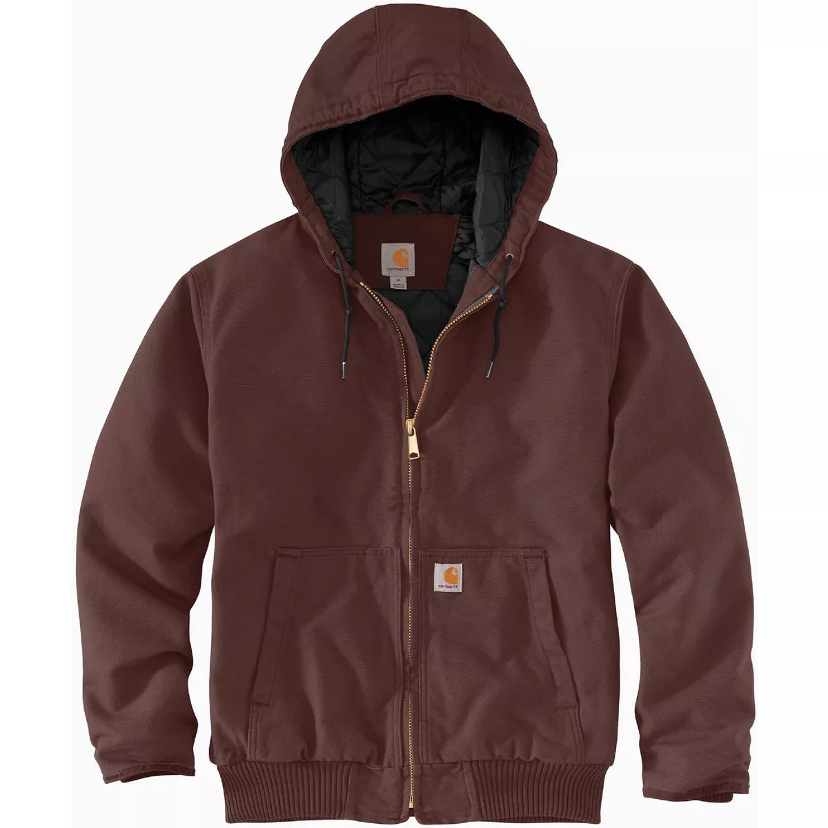 Carhartt Men's Large Regular Dark Cedar Washed Duck Quilted Nylon Insualted Active Jacket, Loose Fit