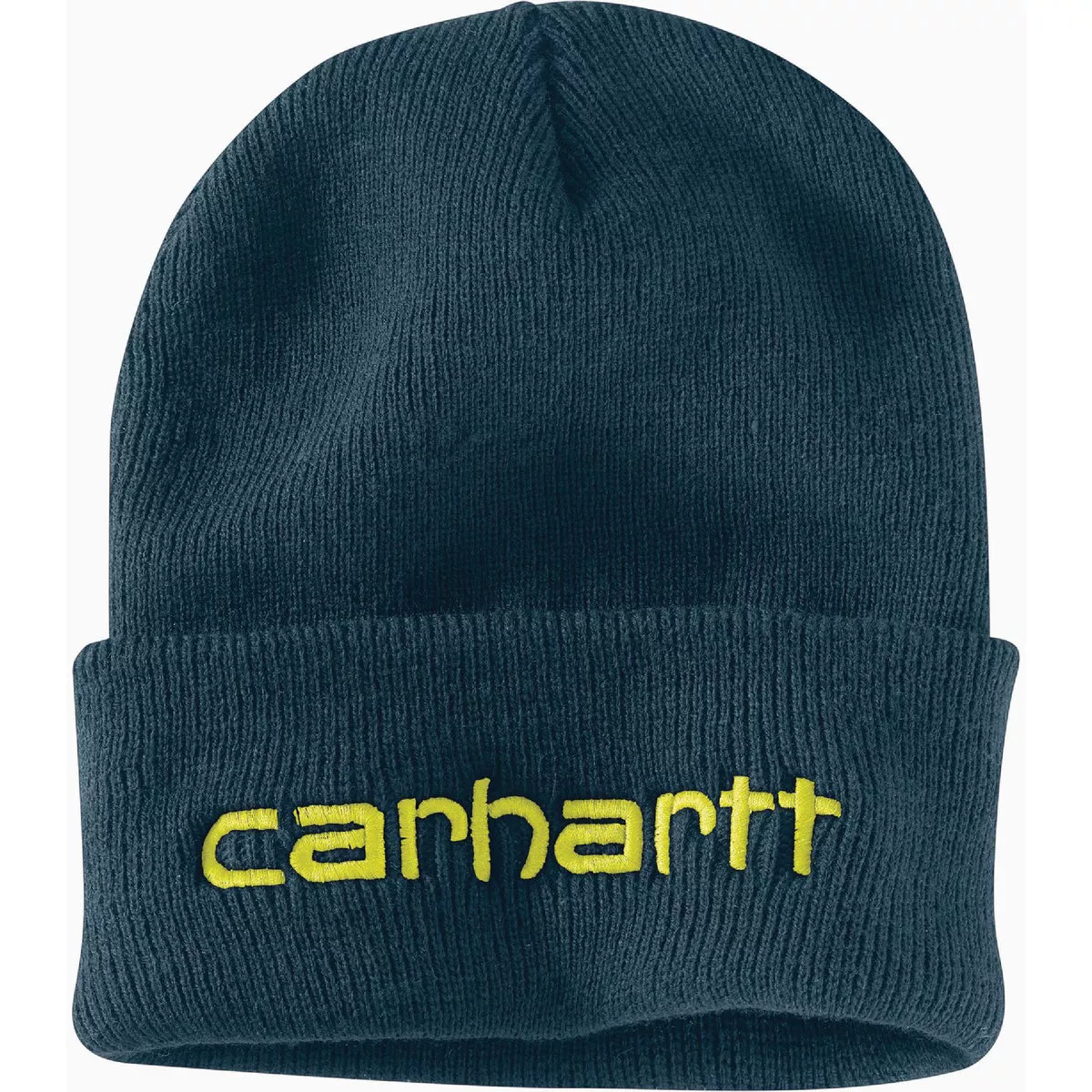 Carhartt Men's Night Blue Cuffed Knit Insulated Logo Graphic Beanie