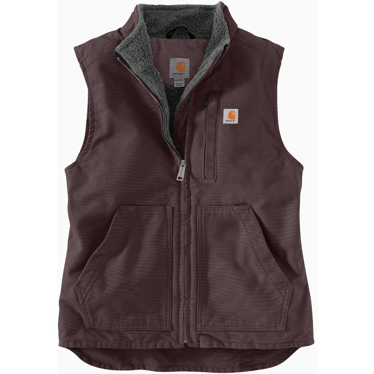 Carhartt Women s 2X Regular Blackberry Washed Duck Sherpa Lined Mock Neck Vest Relaxed Fit Do it Best