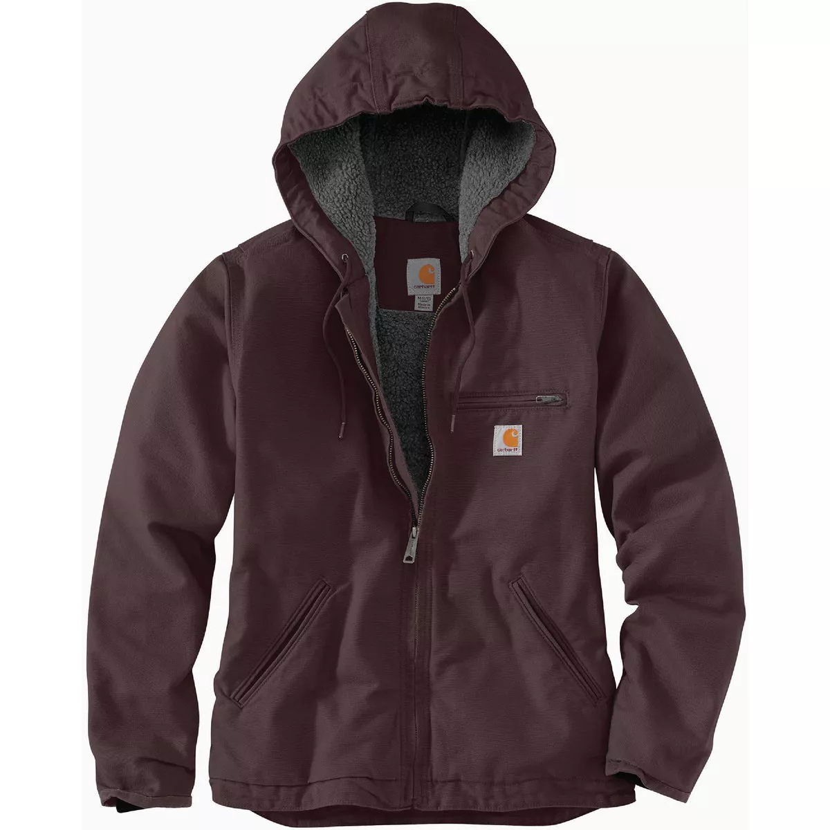 Carhartt Women's Medium Regular Blackberry Washed Duck Sherpa Lined Jacket, Loose Fit