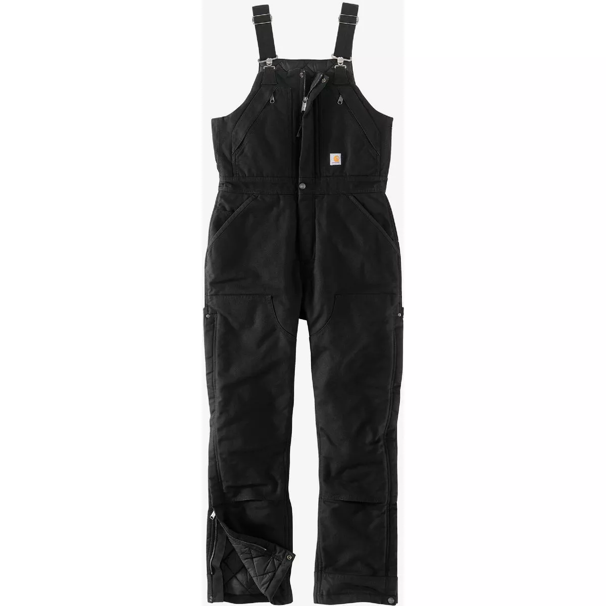 Carhartt Women's L Regular Black Washed Duck Insulated Biberalls, Loose Fit