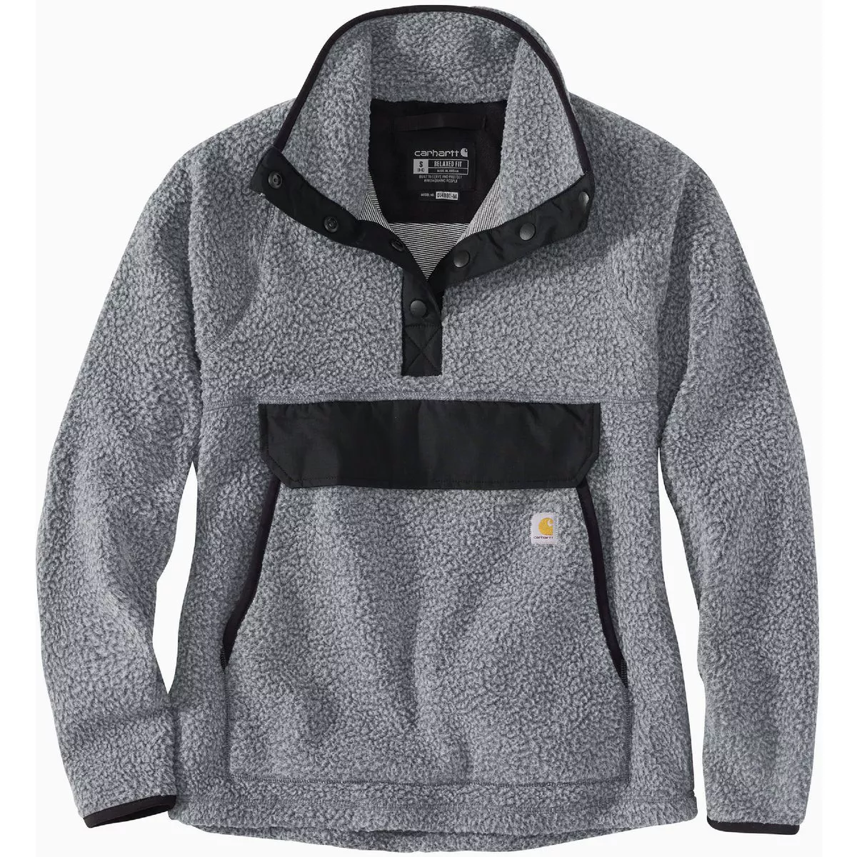 Carhartt Women's 2X Regular Granite Heather Fleece Pullover, Relaxed Fit