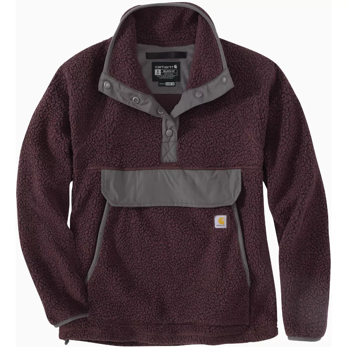 Carhartt Women's Medium Regular Blackberry Heather Fleece Pullover, Relaxed Fit