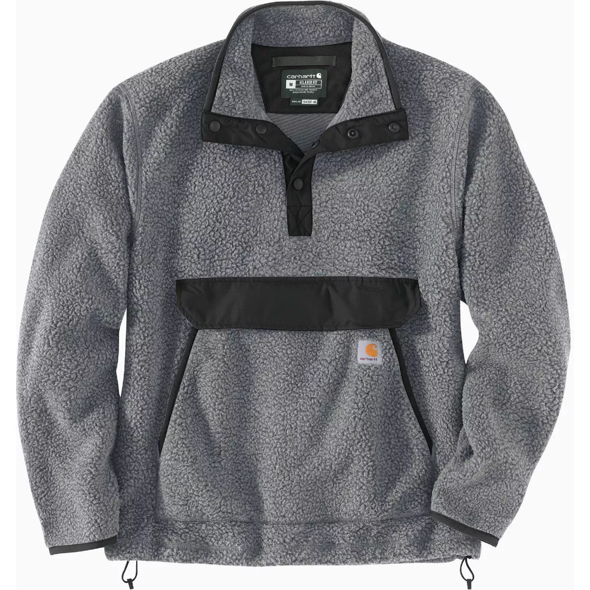 Carhartt Men's Large Tall Granite Heather Fleece Pullover Jacket, Relaxed Fit