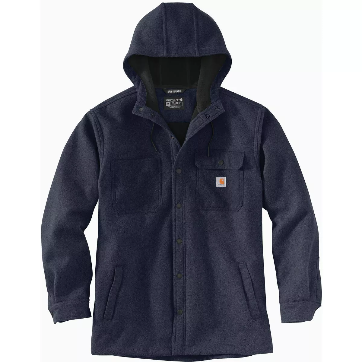 Carhartt Rain Defender Men's 2XL Regular Navy Heavyweight Hooded Shirt Jacket, Relaxed Fit