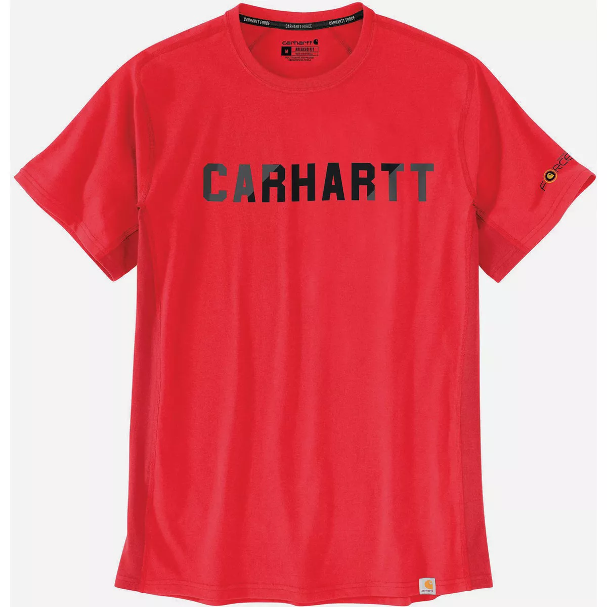 Carhartt Force Men's XL Regular Fire Red Midweight Short Sleeve Block Logo Graphic T-Shirt, Relaxed Fit-