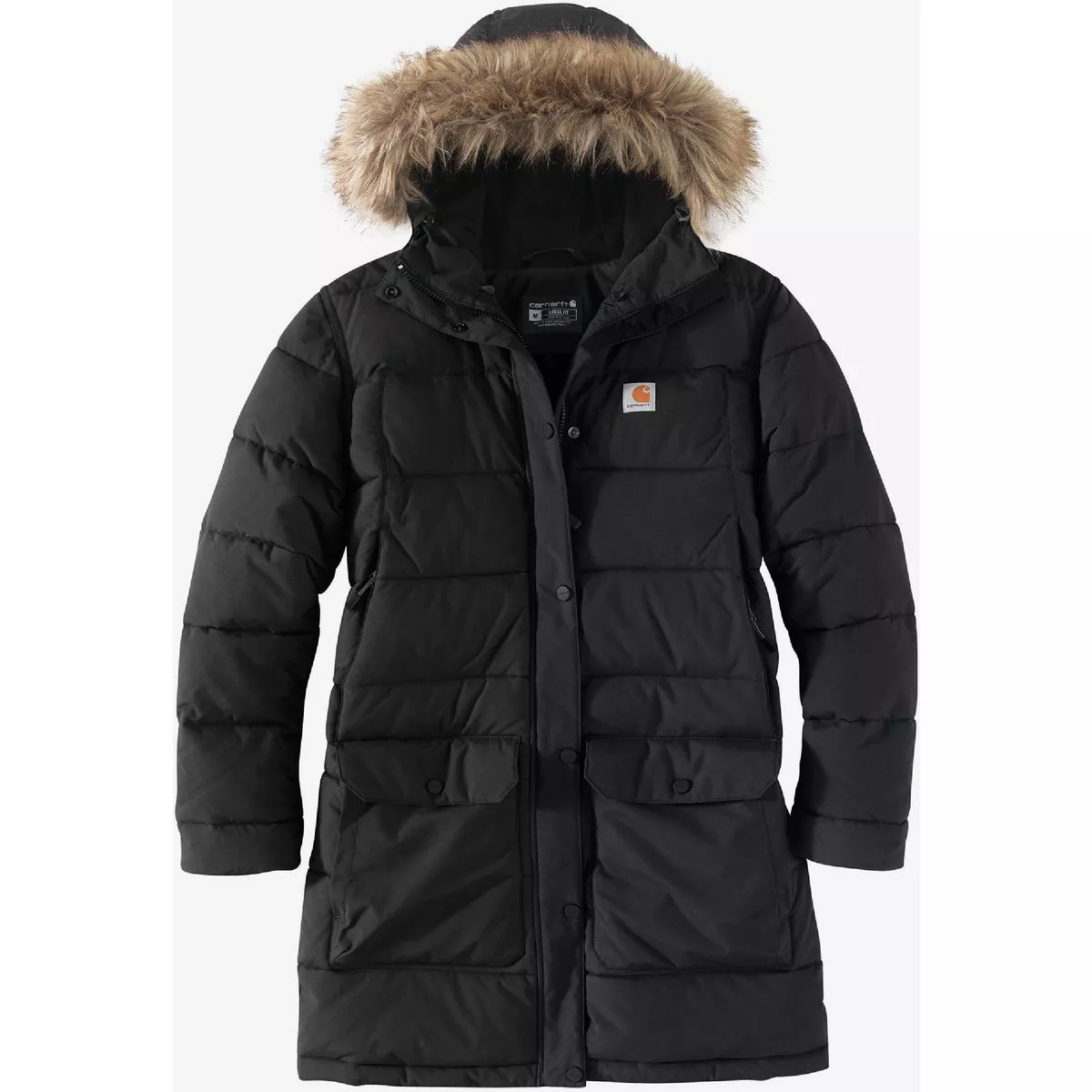 Carhartt Women's Small Regular Black Midweight Utility Coat, Relaxed Fit