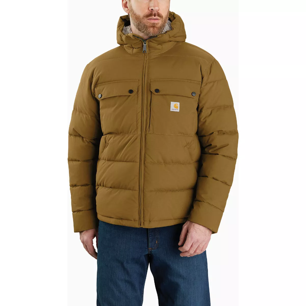 Carhartt Rain Defender Men's Large Regular Oak Brown Midweight Insulated Jacket, Loose Fit