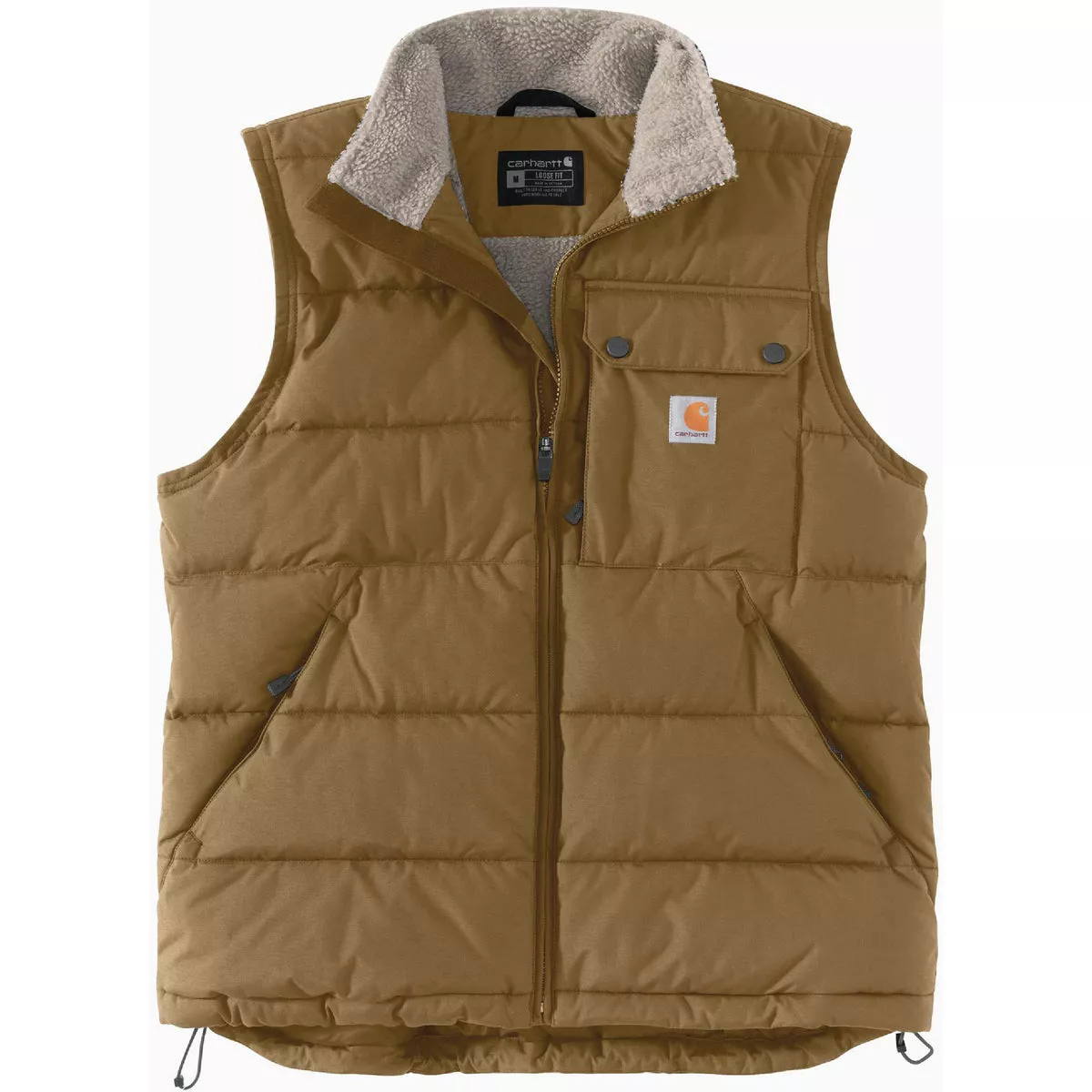 Carhartt Rain Defender Men's Medium Regular Oak Brown Midweight Insulated Vest, Loose Fit