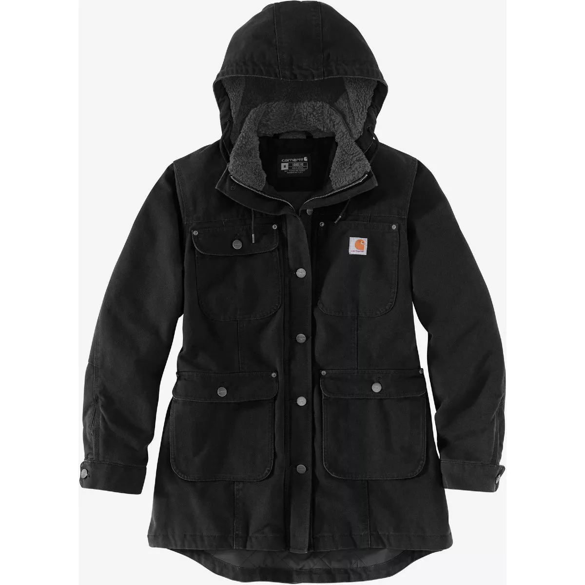 Carhartt Women's Small Regular Black Weathered Duck Coat, Loose Fit