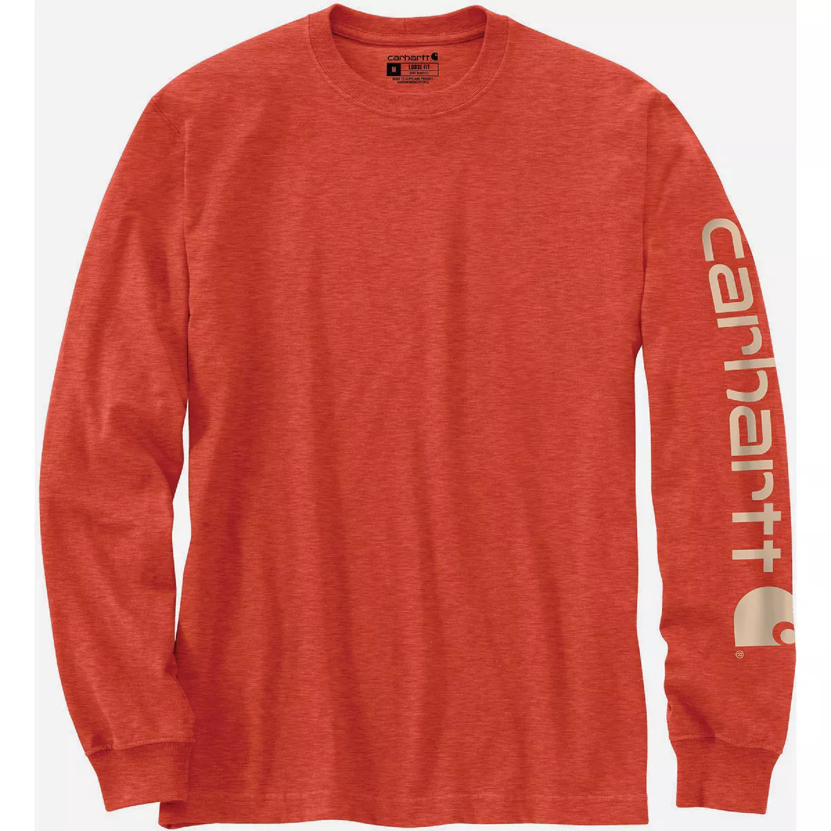 Carhartt Men's 3XL Regular Ash Violet Heather Heavyweight Long Sleeve Logo Sleeve Graphic T-Shirt, Loose Fit