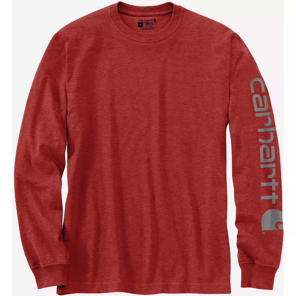 Carhartt Men's Small Regular Ash Violet Heather Heavyweight Long Sleeve Logo Sleeve Graphic T-Shirt, Loose Fit