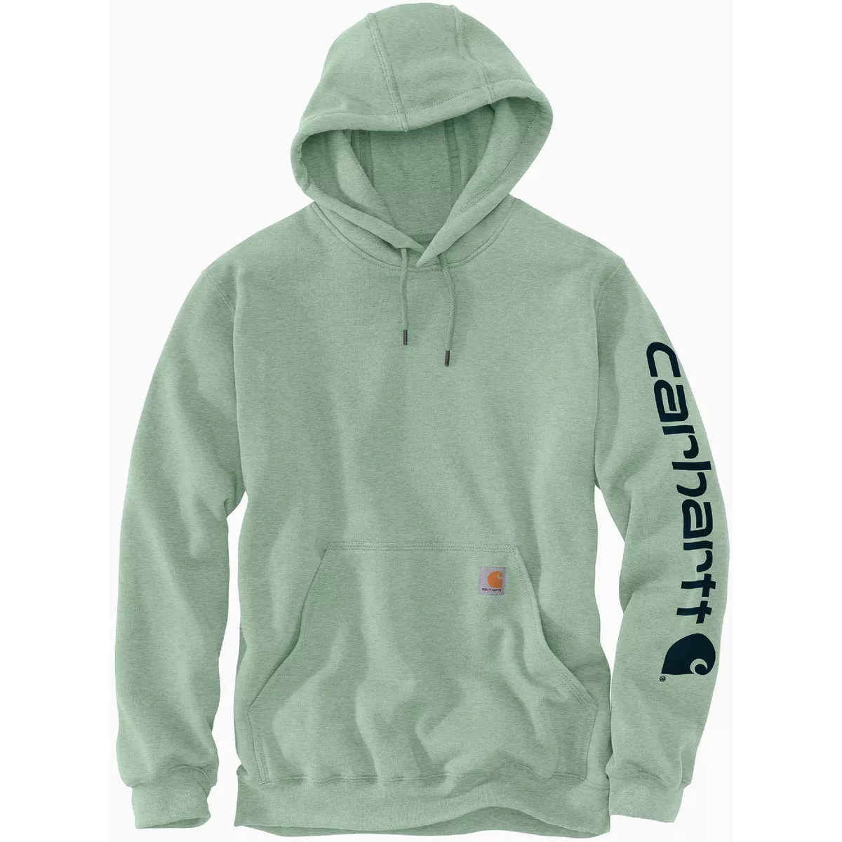 Carhartt Men's 5XL Regular Jade Heather Midweight Logo Sleeve Graphic Pullover Hooded Sweatshirt, Loose Fit