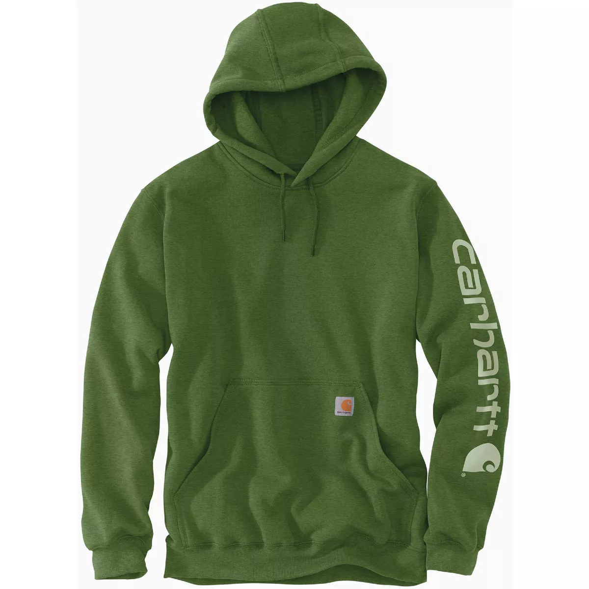 Carhartt Men's 2XL Tall Arborvitae Heather Midweight Logo Sleeve Graphic Pullover Hooded Sweatshirt, Loose Fit