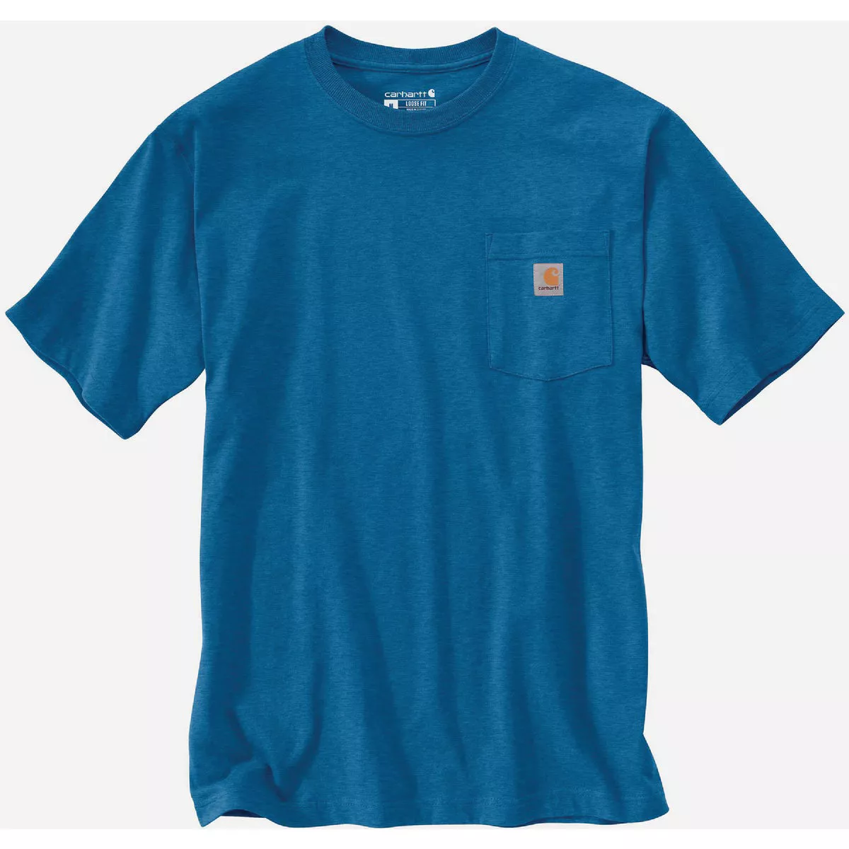 Carhartt Men's XL Regular Marine Blue Heather Heavyweight Short Sleeve Pocket T-Shirt, Loose Fit