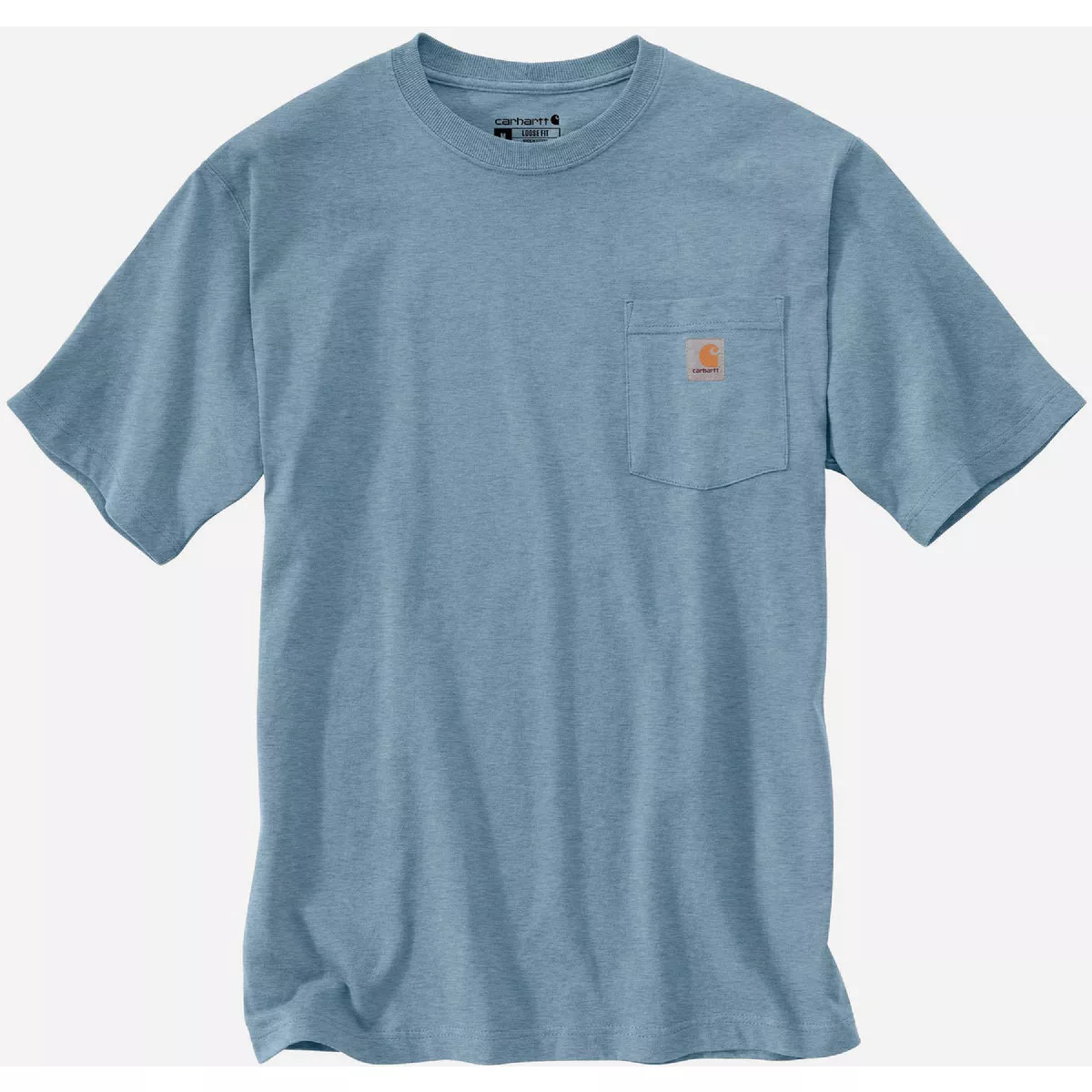 Carhartt Men's 2XL Regular Alpine Blue Heather Heavyweight Short Sleeve Pocket T-Shirt, Loose Fit