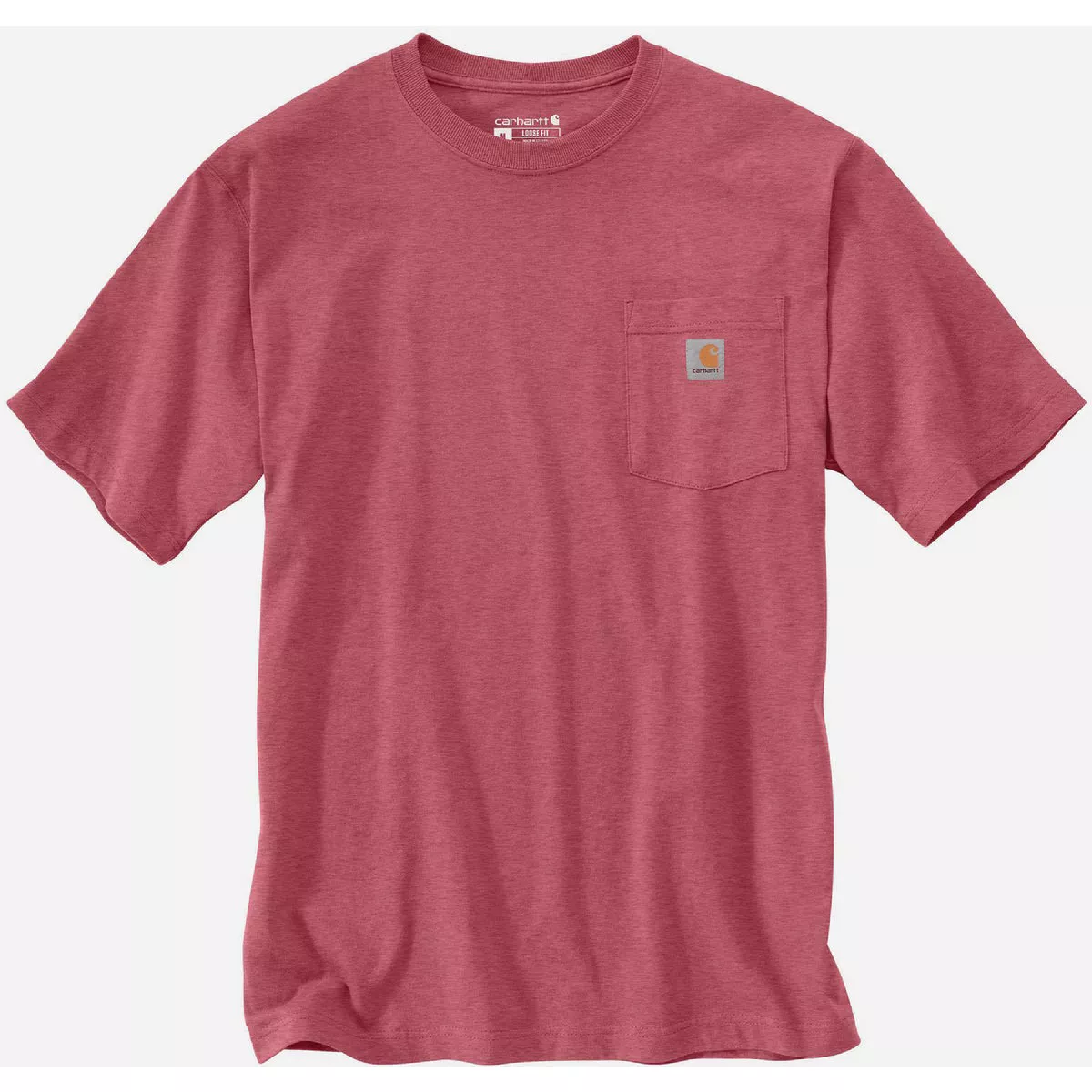 Carhartt Men's 2XL Regular Rosewood Heather Heavyweight Short Sleeve Pocket T-Shirt, Loose Fit