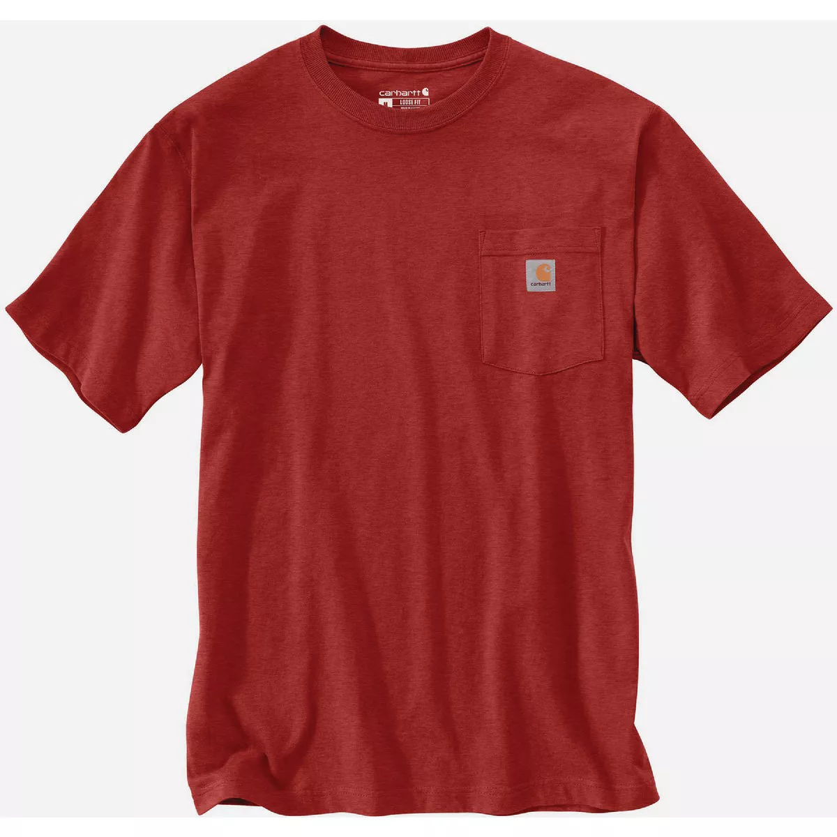 Carhartt Men's 3XL Regular Chili Pepper Heather Heavyweight Short Sleeve Pocket T-Shirt, Loose Fit