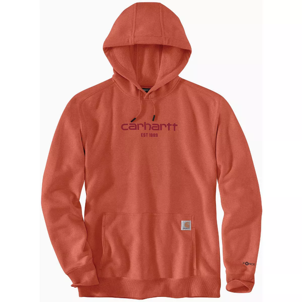 Carhartt Force Men's Large Regular Desert Orange Heather Lightweight Logo Graphic Pullover Hooded Sweatshirt, Relaxed Fit