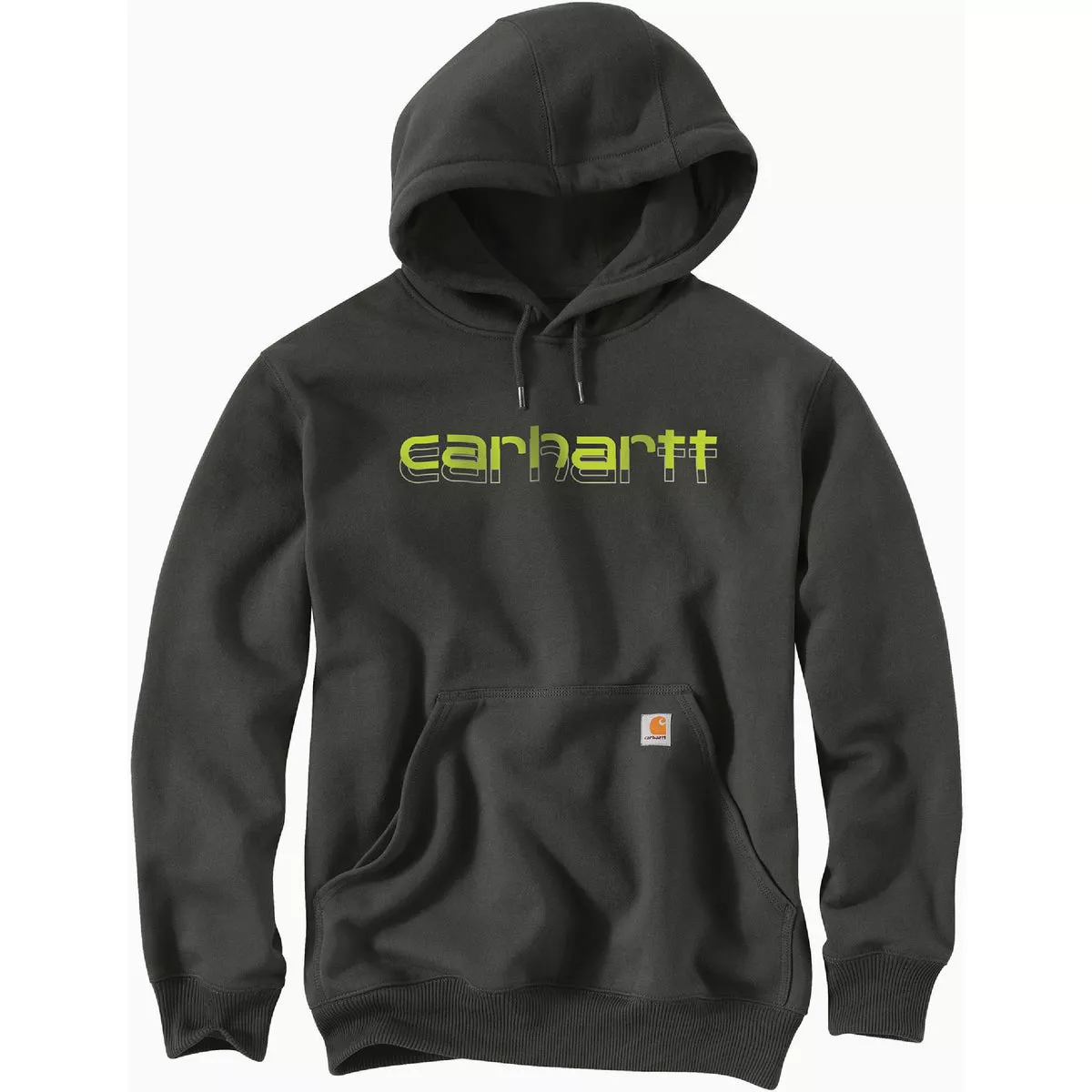 Carhartt Rain Defender Men's Small Regular Peat Midweight Logo Graphic Pullover Hooded Sweatshirt, Loose Fit