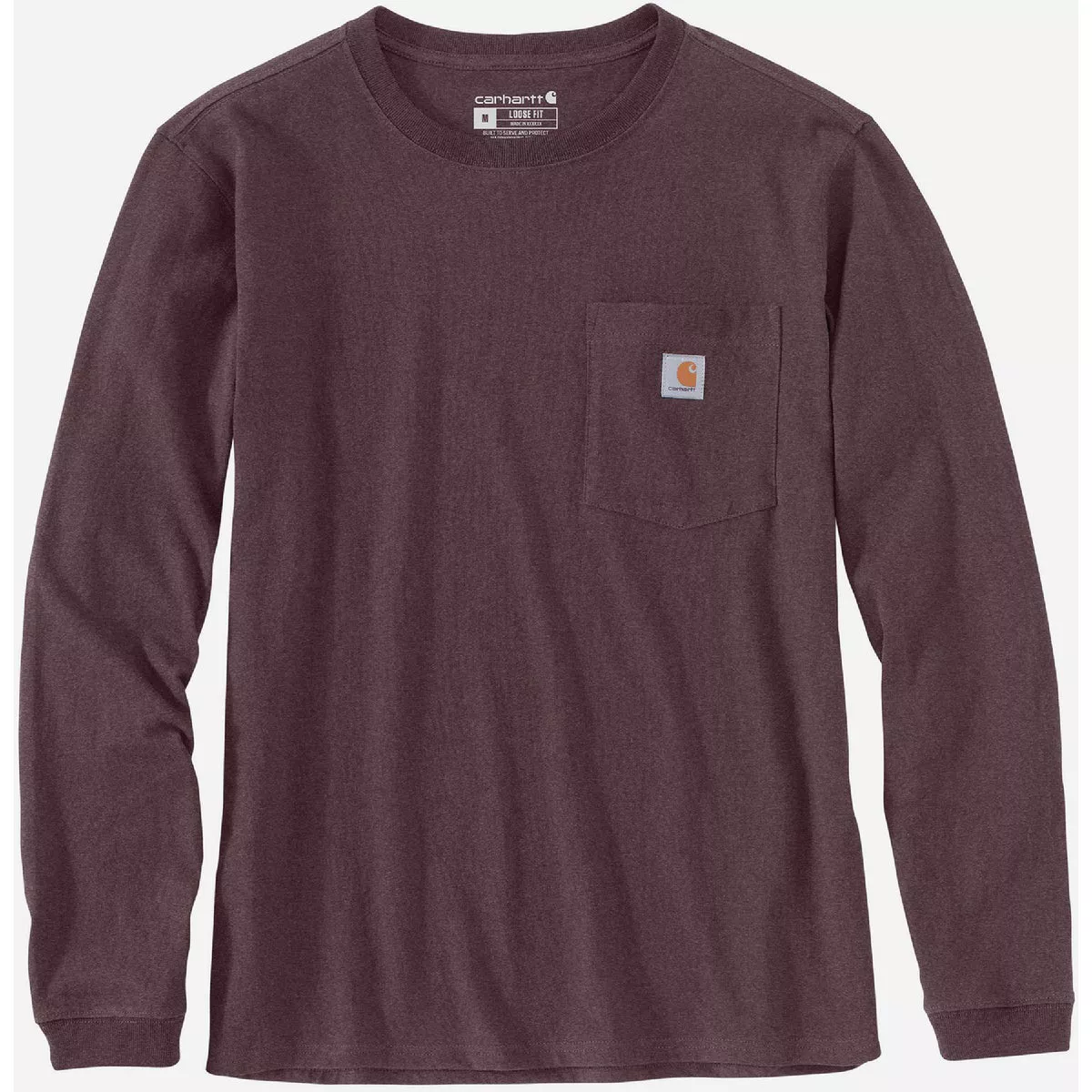 Carhartt Women's 2X Regular Blackberry Heather Long Sleeve Heavyweight Pocket T-Shirt, Loose Fit