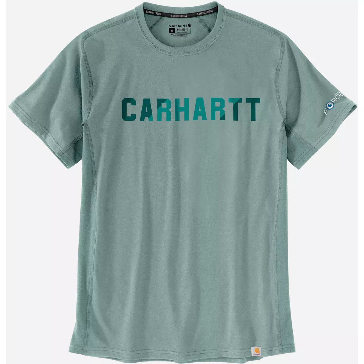 Carhartt Force Men's XL Regular Blue Surf Midweight Short Sleeve Block Logo Graphic T-Shirt, Relaxed Fit
