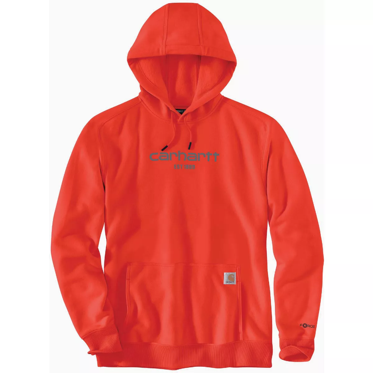 Carhartt Force Men's 4XL Regular Cherry Tomato Lightweight Logo Graphic Pullover Hooded Sweatshirt, Relaxed Fit