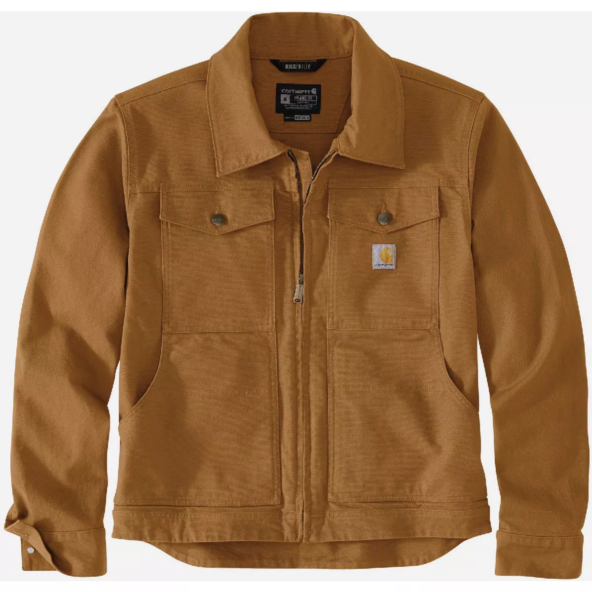 Carhartt Rugged Flex Men's L Regular Brown Duck Jacket, Relaxed Fit