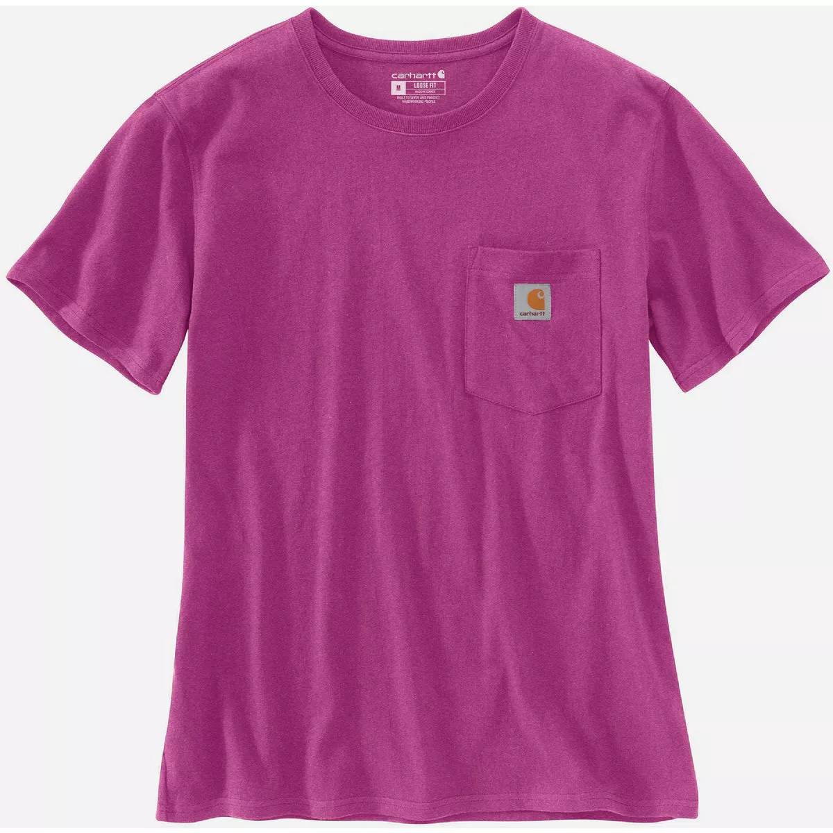 Carhartt Women's Large Regular Magenta Agate Heather Heavyweight Short Sleeve Pocket T-Shirt, Loose Fit
