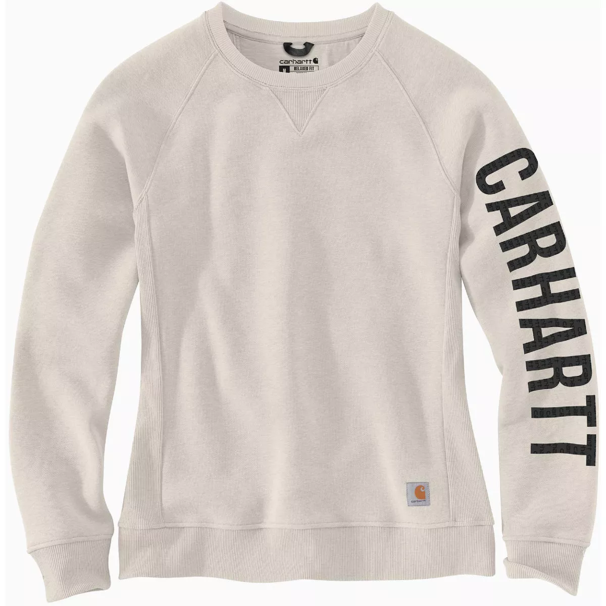 Carhartt Women's 2X Regular Malt Midweight Block Logo Sleeve Graphic Crewneck Sweatshirt, Relaxed Fit