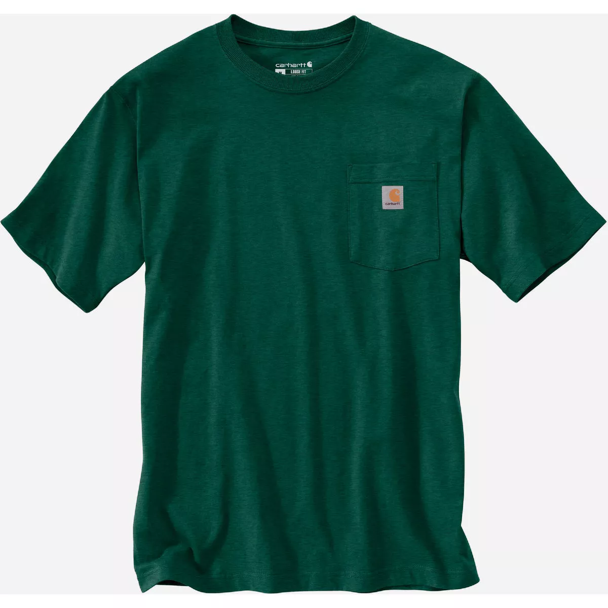 Carhartt Men's XS Regular North Woods Heather Heavyweight Short Sleeve Pocket T-Shirt, Loose Fit