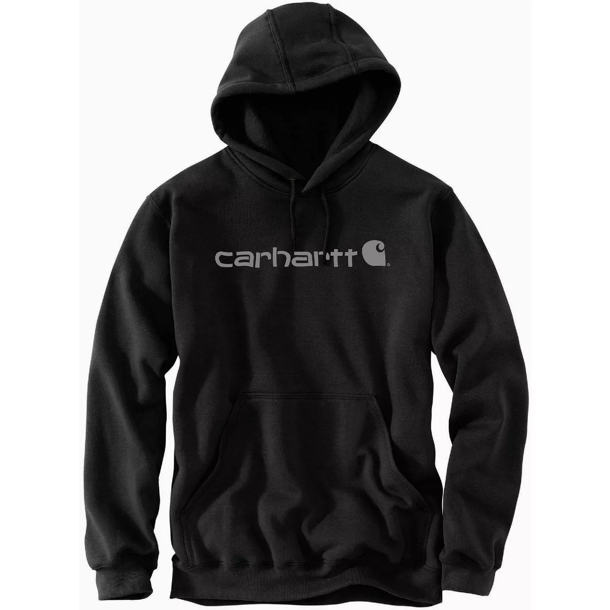 Carhartt Men's XL Regular Black/Gray Midweight Logo Graphic Pullover Hooded Sweatshirt, Loose Fit