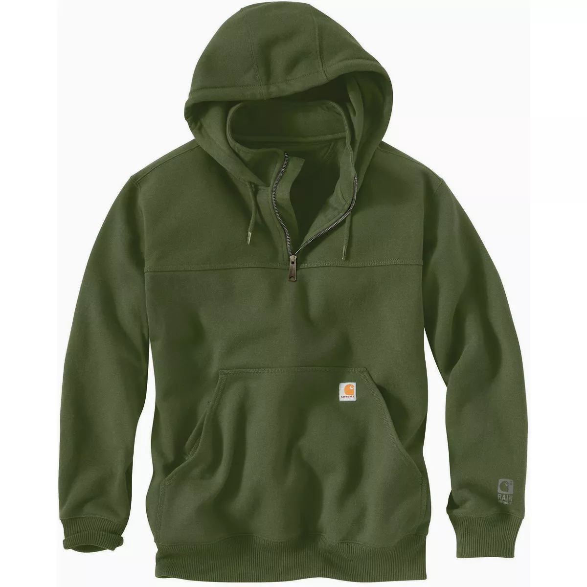 Carhartt Rain Defender Men's 2XL Regular Chive Heavyweight Quarter-Zip Hoodie, Loose Fit