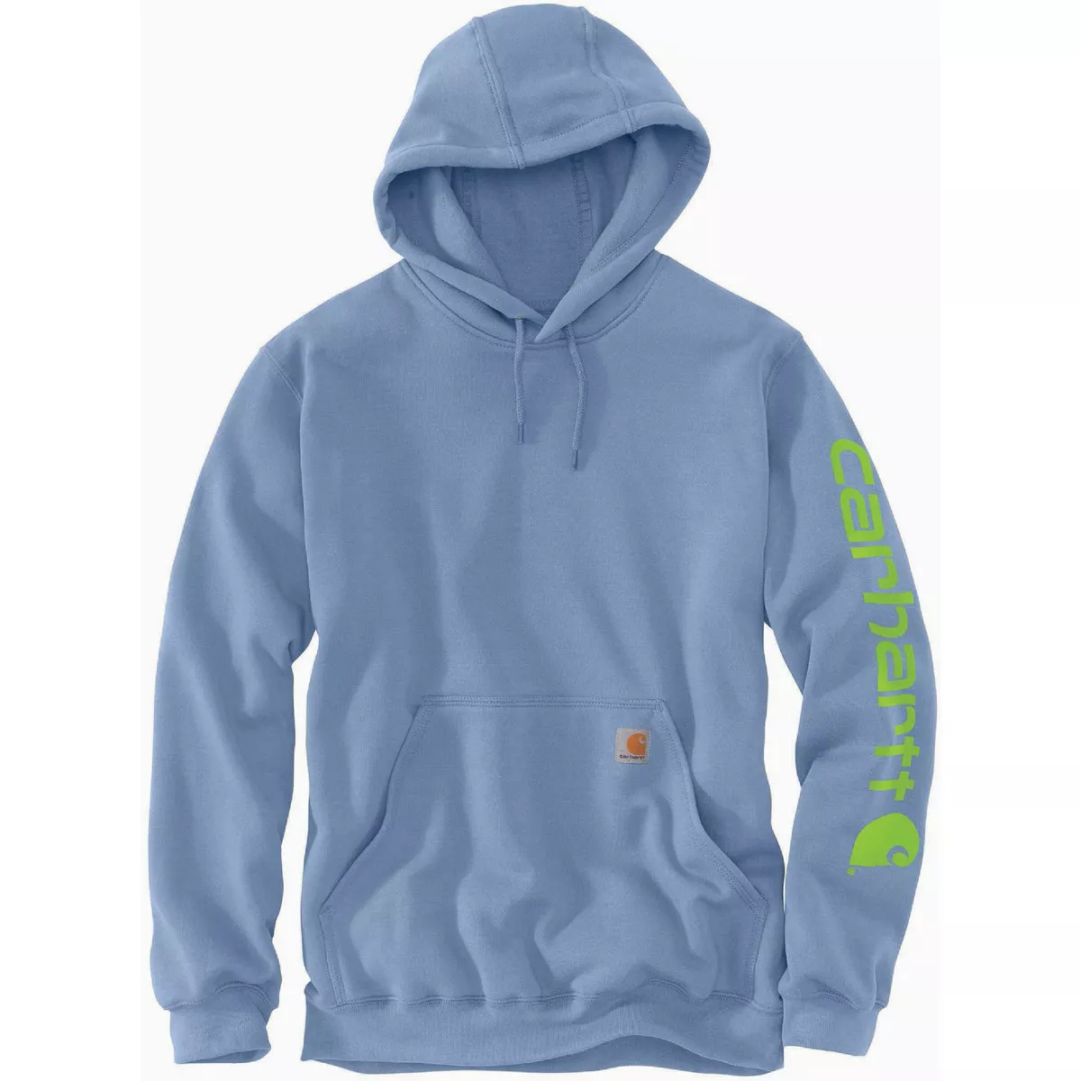 Carhartt Men's Medium Regular Skystone Midweight Logo Sleeve Graphic Pullover Hooded Sweatshirt, Loose Fit