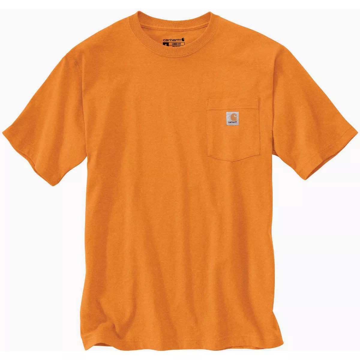 Carhartt Men's Small Regular Marmalade Heather Heavyweight Short Sleeve Pocket T-Shirt, Loose Fit