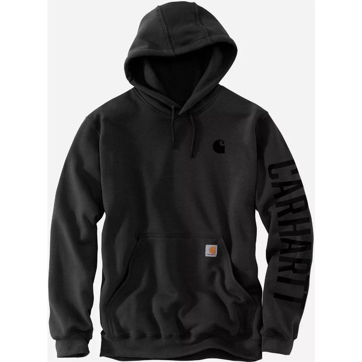 Carhartt Rain Defender Men's XL Tall Black Midweight C Graphic Pullover Hoodie, Loose Fit