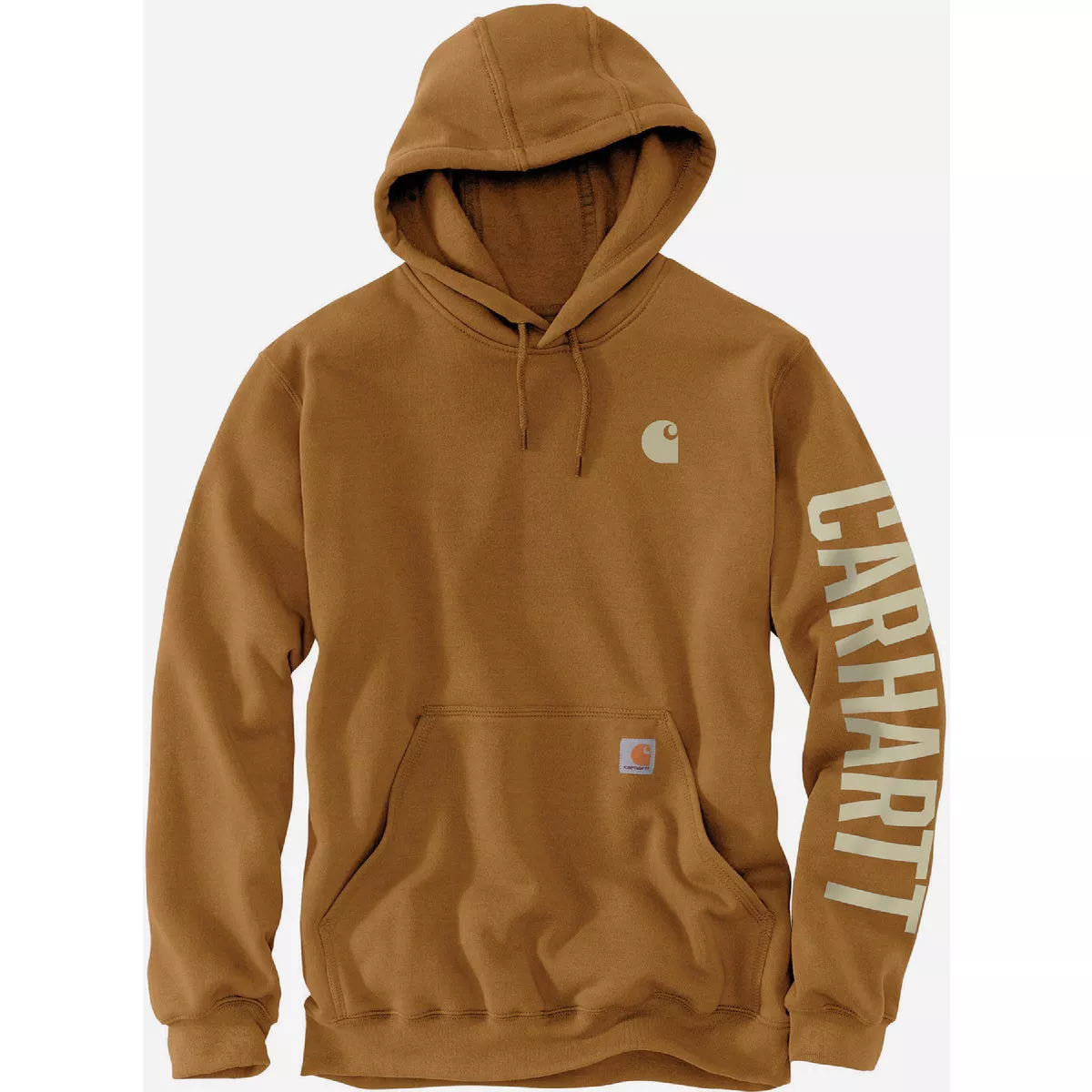 Carhartt Rain Defender Men's Large Tall Brown Midweight C Graphic Pullover Hoodie, Loose Fit