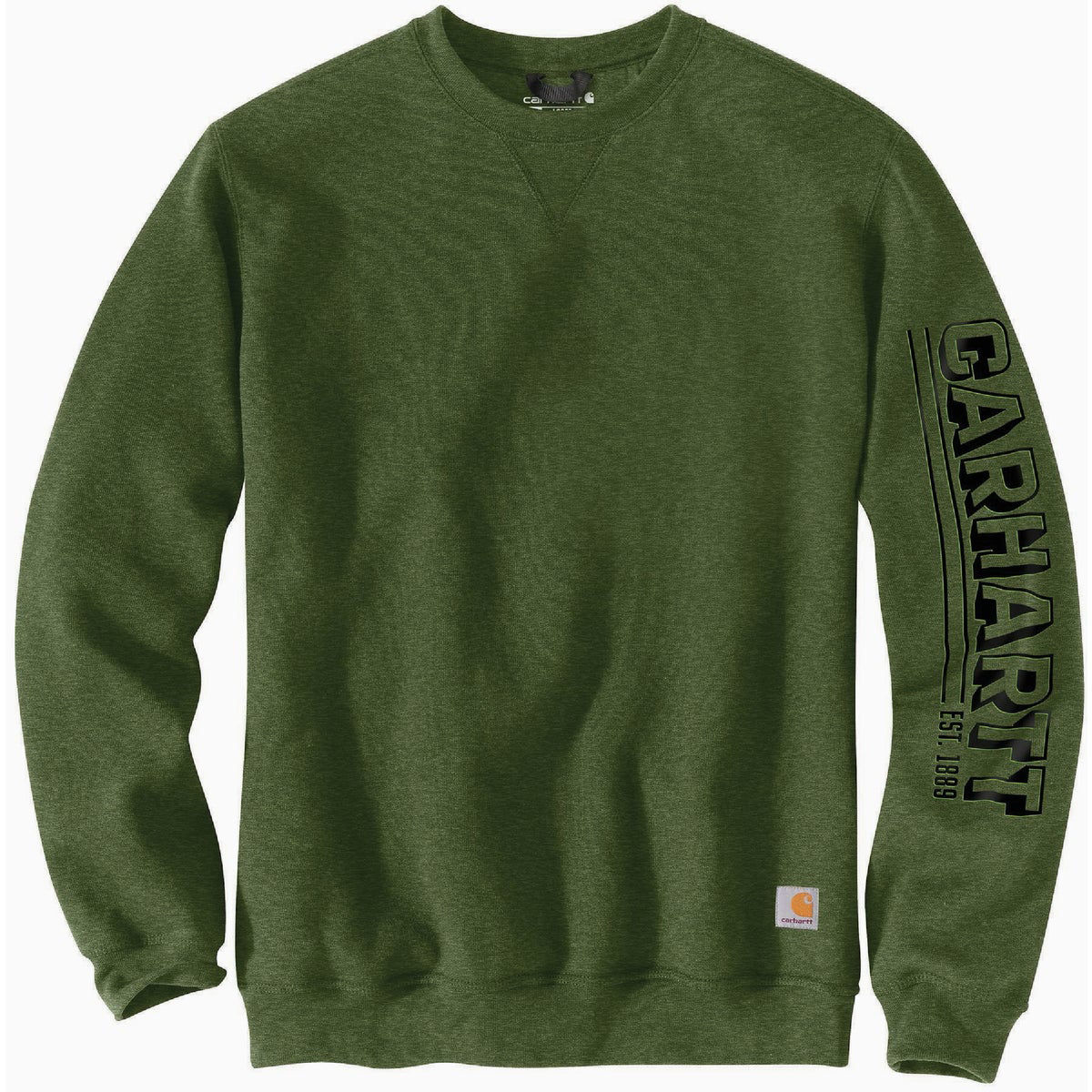 Carhartt Men s Small Regular Chive Heather Midweight Crewneck Logo Sleeve Graphic Sweatshirt Loose Fit Do it Best