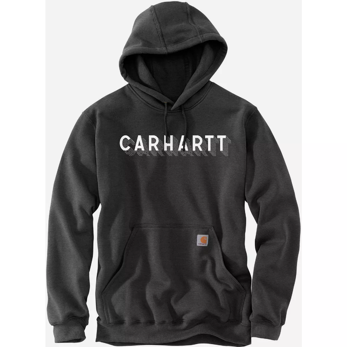 Carhartt Rain Defender Men's XL Regular Carbon Heather Midweight Logo Graphic Pullover Hoodie, Loose Fit